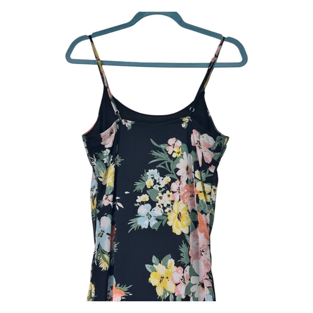 Jolie & Joy Floral Mesh Maxi Dress M Y2K Slip Bodycon Side Slit Lined - Picture 7 of 12
